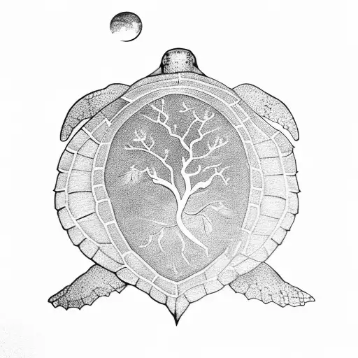 Turtle With Tree Of Life In Lightning