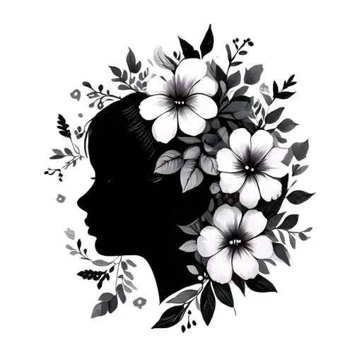 Kids Face Silhouettes With Flowers