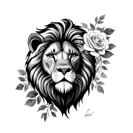 Lion With Roses