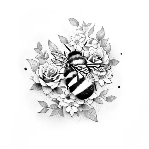 Flowers And Vines With A Bee