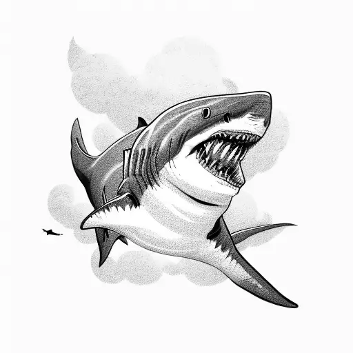 Simplistic Shark With Clouds