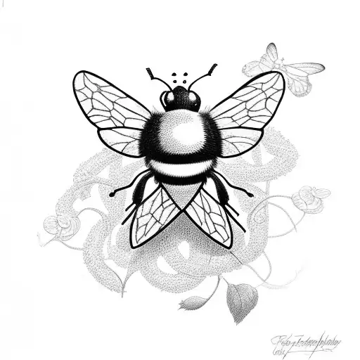 Rosss And Vines With A Small Bee And Butterfly