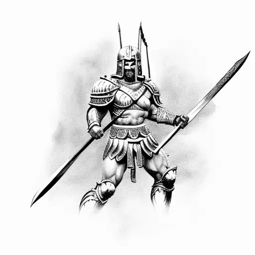 A Spartan Warrior With Well-defined Muscles And Armor