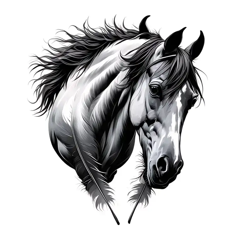 Feather With Horses Breaking Free