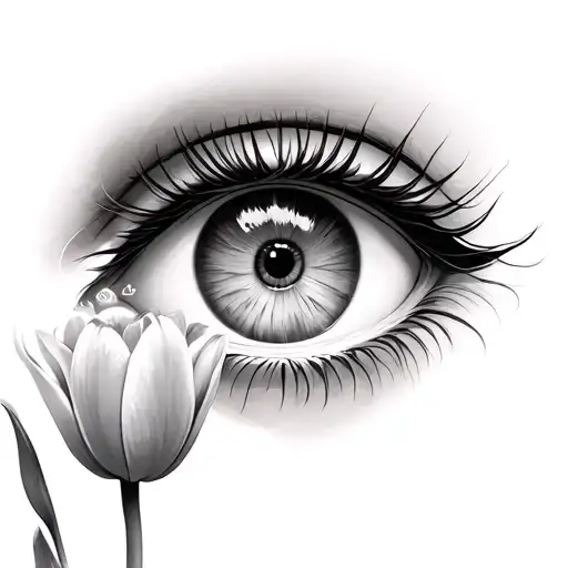 Female Eyes And Tulip