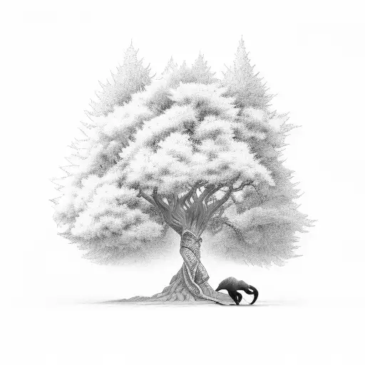 A Mythical Driad Sitting Beneath A Mystical Tree