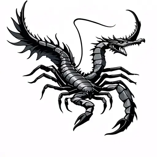 Scorpion And Dragon Flying