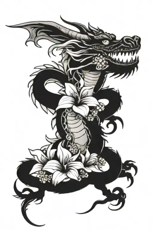Dragon With Flowers