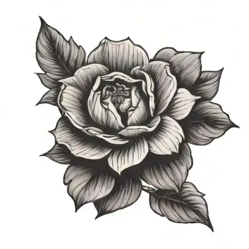 Camellia Flower With Rising Sun Rays Shining