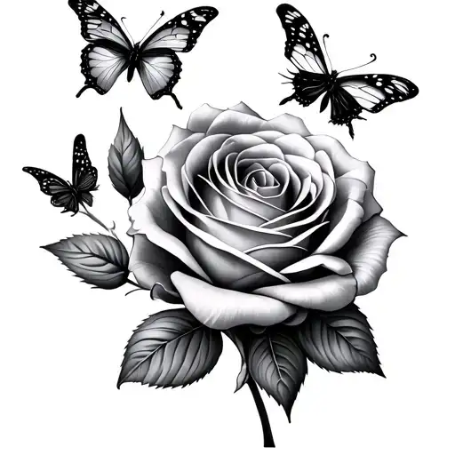 Little Butterflies And A Rose