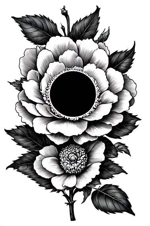 Sun In A Stamp With Peony