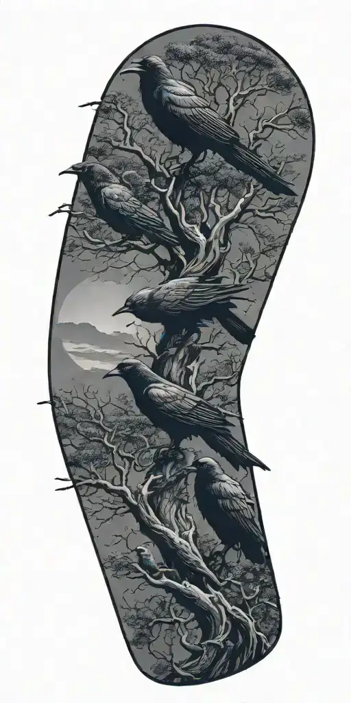 Crows Perched On Yggdrasil
