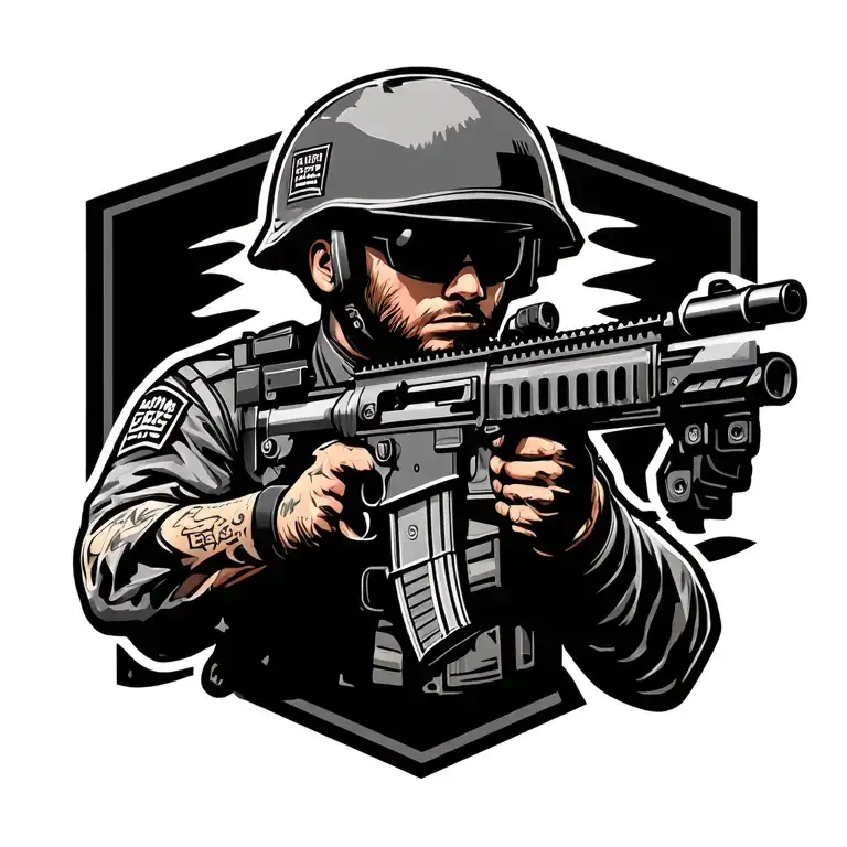 Johnson Dalton Staff Sergeant M16 Riffle With A Helmet