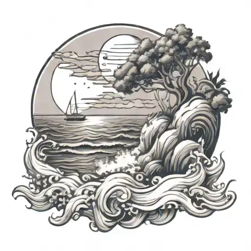 Jupiter Merged In With A Beach Scene With Gentle Waves