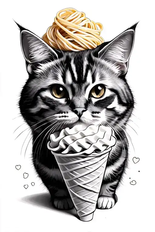 Linguini Pasta Cats Icecream