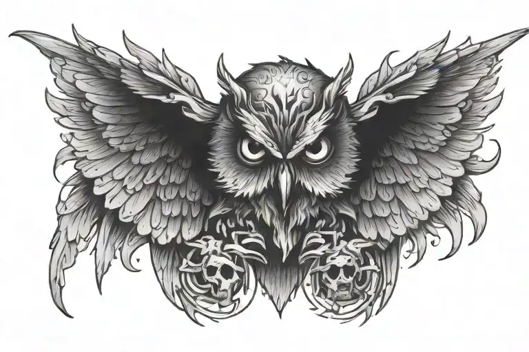 An Evil Owl With A Skull