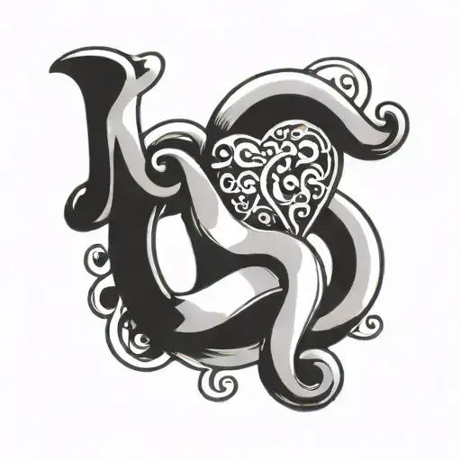 Letter P With Love And Lock Intertwined