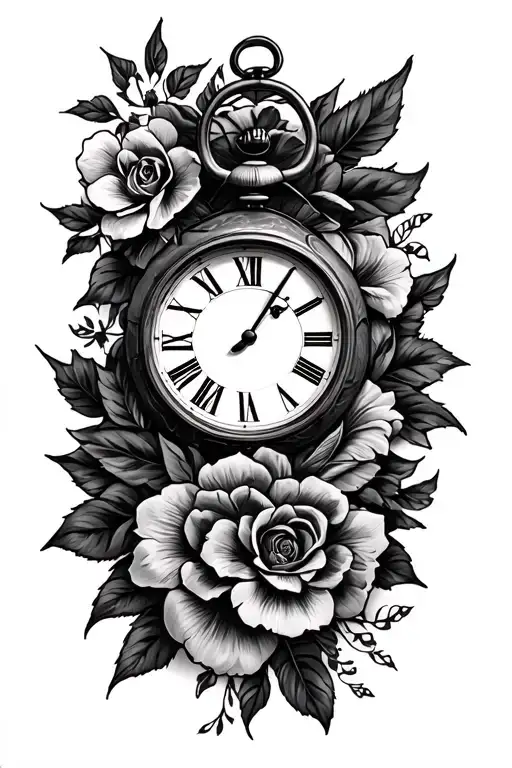 Mom Memorial Tattoo With Clock