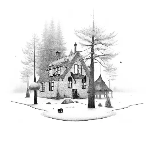 A Cozy Home Surrounded By A Forest