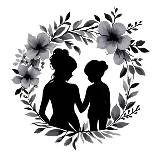 Mother And Son Silhouette