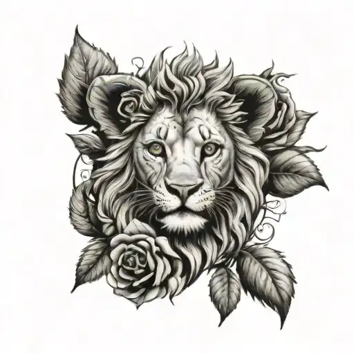 Lion Cub Clock Rose Tree