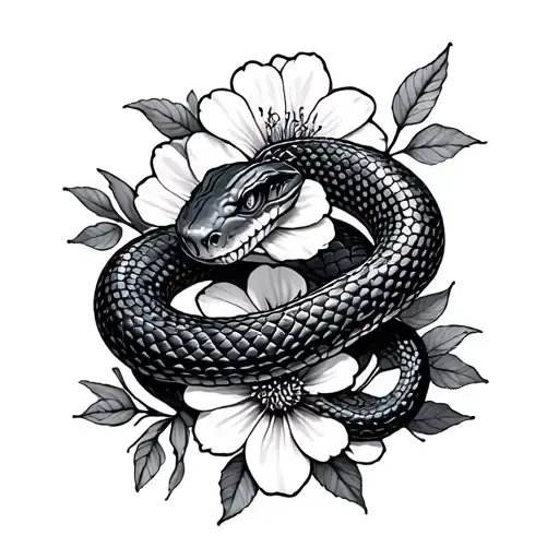 Snake And Flowers