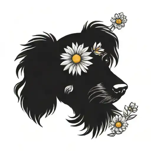 Daisies Surrounding A Cockapoo Dog Head