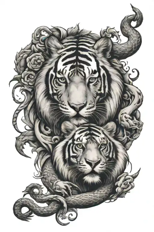 Tiger And Lion And Scorpion