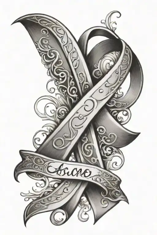 Breast Cancer Ribbon With Name Written