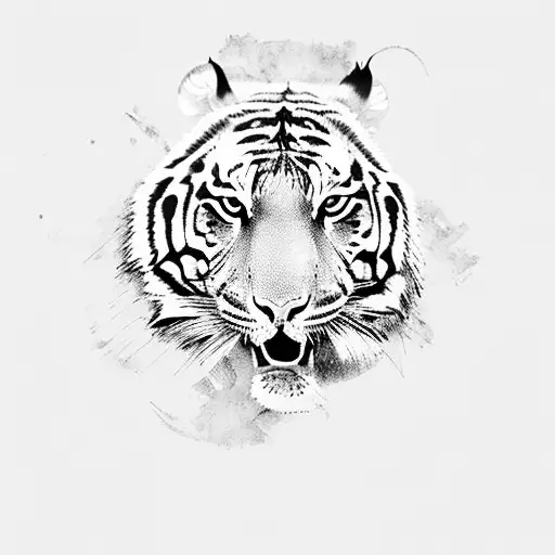 A Tiger On A Black Background