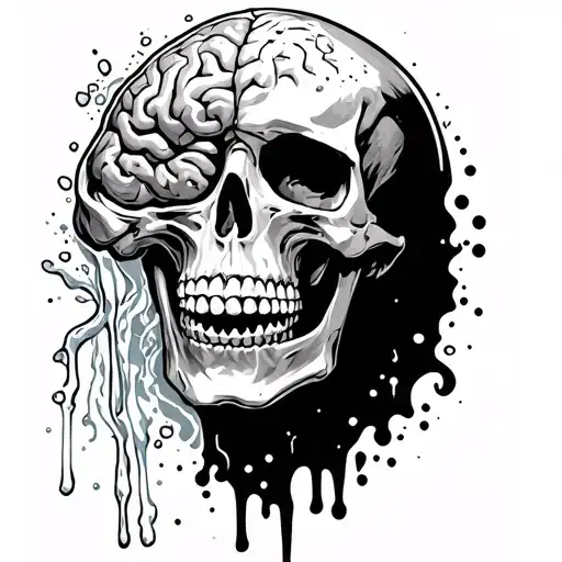 Tattoo Design Of Upper Half Of Skeleton Washing Its Brain With Soap