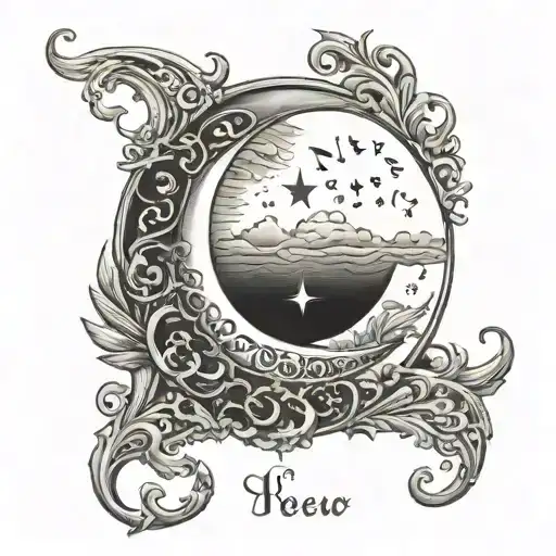 Half Moon With Letters N V E O O C E S L P H L