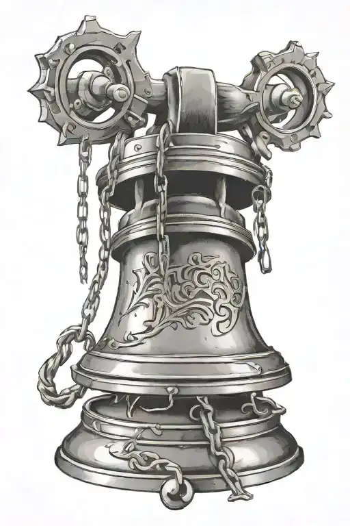 A Broken Big Monastery Bell With The Bullet Going Through