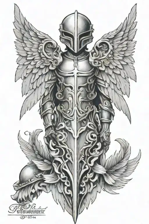 Armor On Front Angel Wing On Back With Name Mark