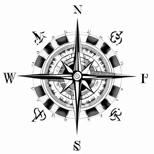 Compass With Grid Lines And Roses