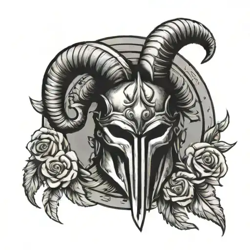 Aries Horn With A Spartan Mask