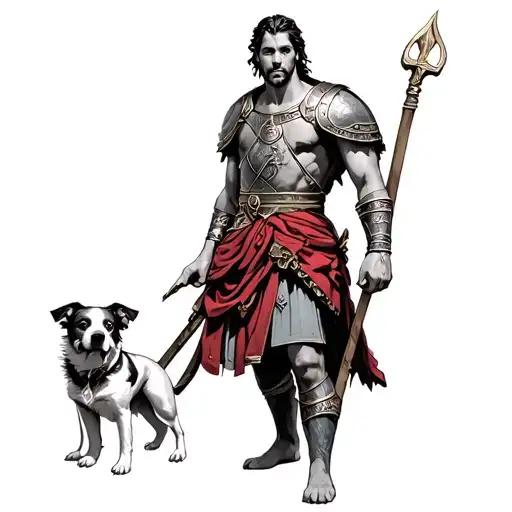 Roman Warrior With Dog