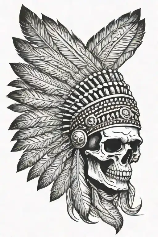 Skull Indian Headress Scary Skull
