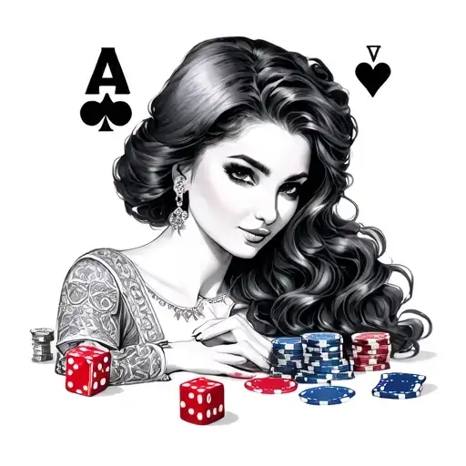 Woman Poker Letters Dice
