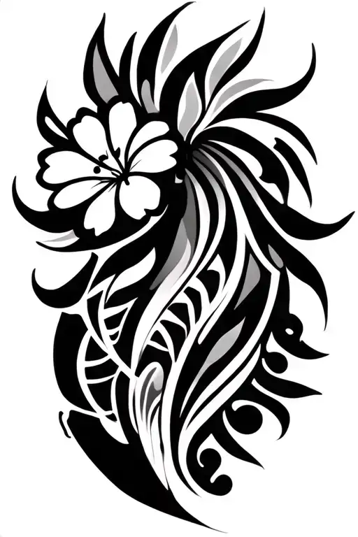 Polynesian Tribal Art With Floral Patterns