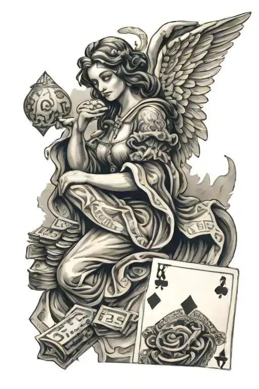 Angel With Money And Poker