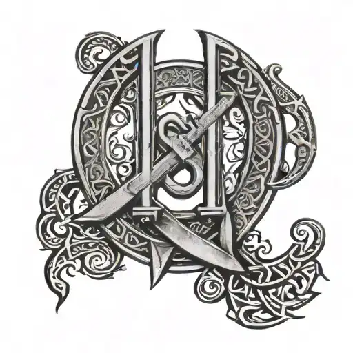 Viking Runes With Dna Symbol Based On Christianity Long Drawn Back