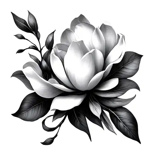 Delicate Sprigs Of Magnolia Wrapping Around The Breast