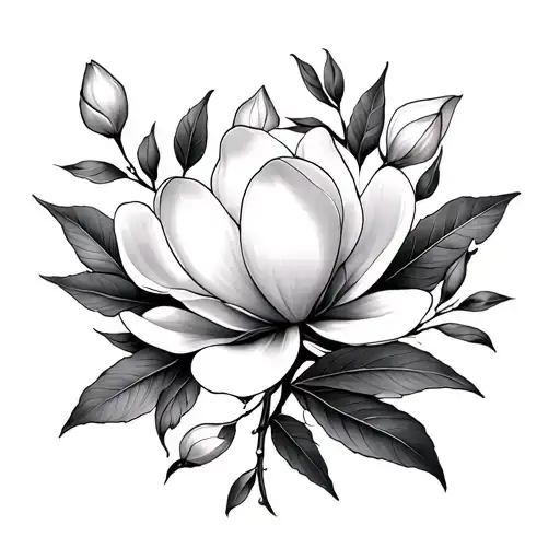 Delicate Sprigs Of Magnolia Wrapping Around The Breast