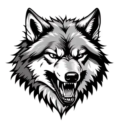 Snarling Wolf Head