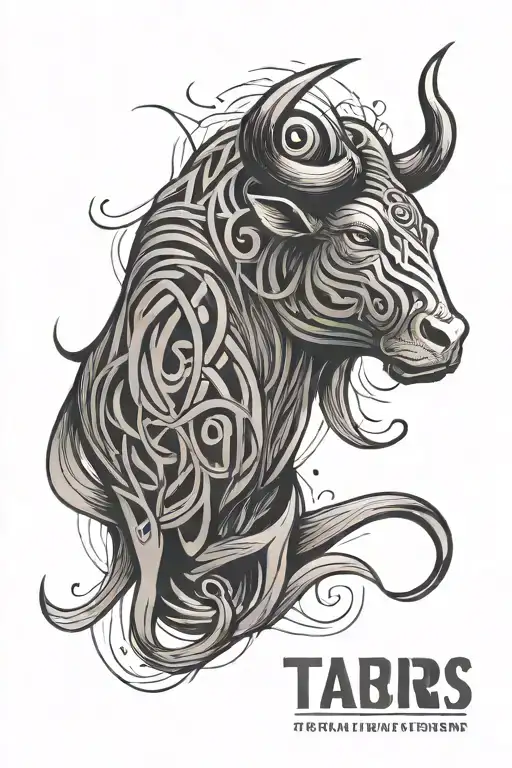 Taurus Zodiac Sign Conceptual Typo With Fine Lines