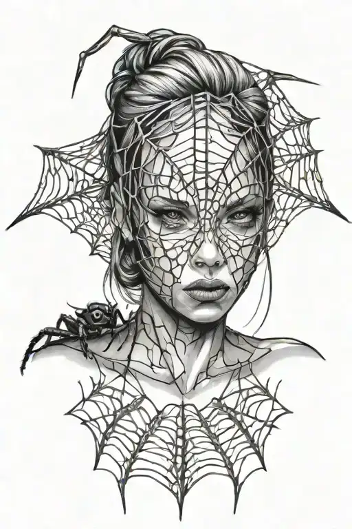The Head Of A Girl With A Spider Web On Her Head