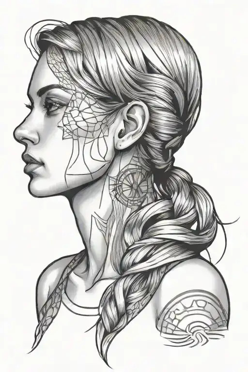 The Head Of A Girl Looking Straight Line