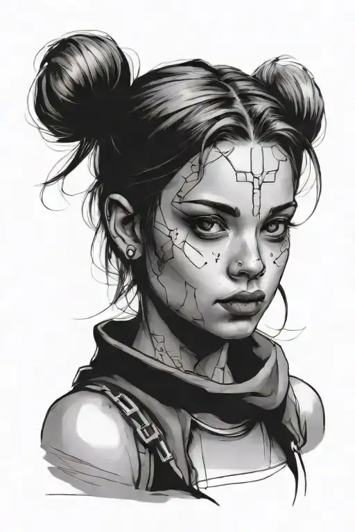 The Head Of A Girl Looking Straight Line