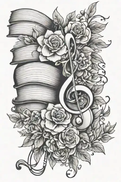 Music Notes Flowers Books